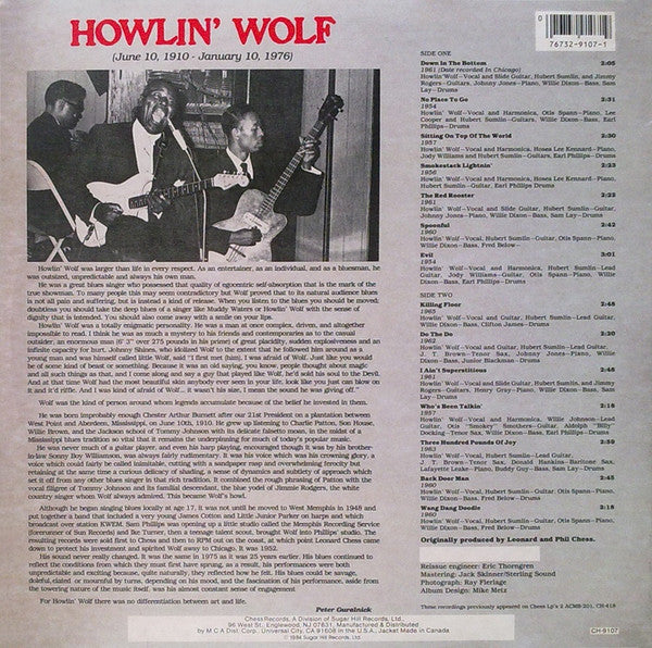 Howlin' Wolf : His Greatest Sides, Volume One (LP, Comp, Pin)