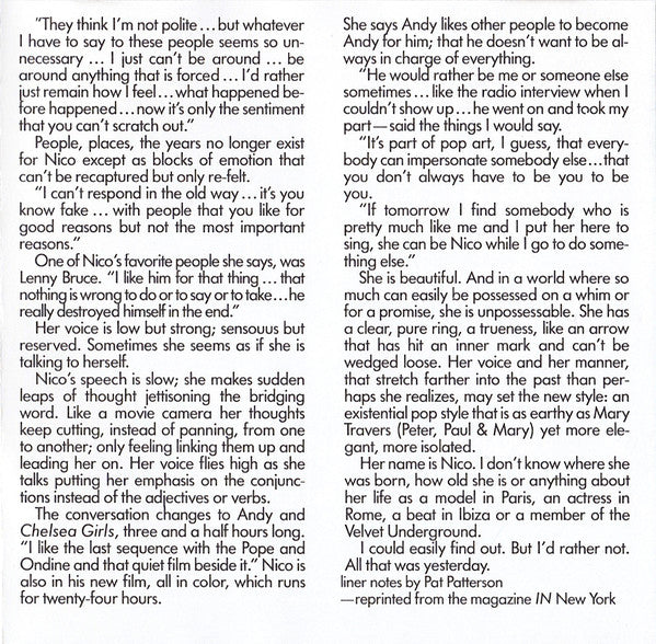 Nico (3) : Chelsea Girl (CD, Album, RE)