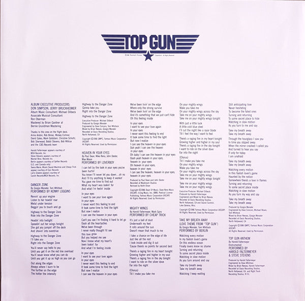 Various : Top Gun (Original Motion Picture Soundtrack) (LP, Album, RE)