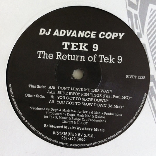 Tek 9 : The Return Of Tek 9 (12", Promo)