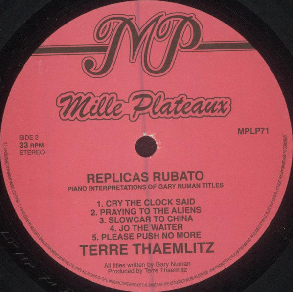 Terre Thaemlitz : Replicas Rubato (LP, Album)