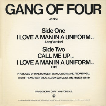 Gang Of Four : I Love A Man In A Uniform (12", Promo)