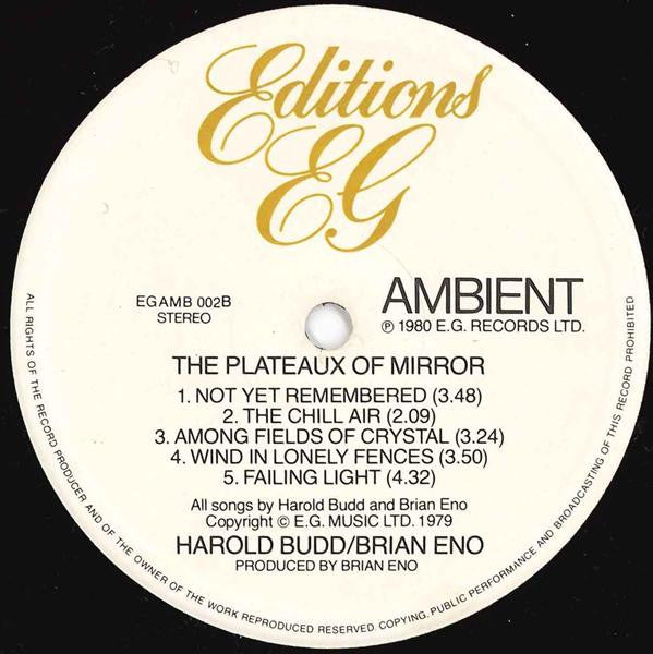 Harold Budd / Brian Eno : Ambient 2 (The Plateaux Of Mirror) (LP, Album)