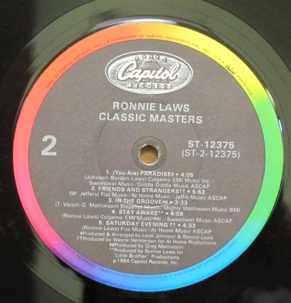 Ronnie Laws : Classic Masters (LP, Comp, RE, Jac)