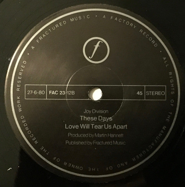 Joy Division : Love Will Tear Us Apart (12", Single, RE, A2/)