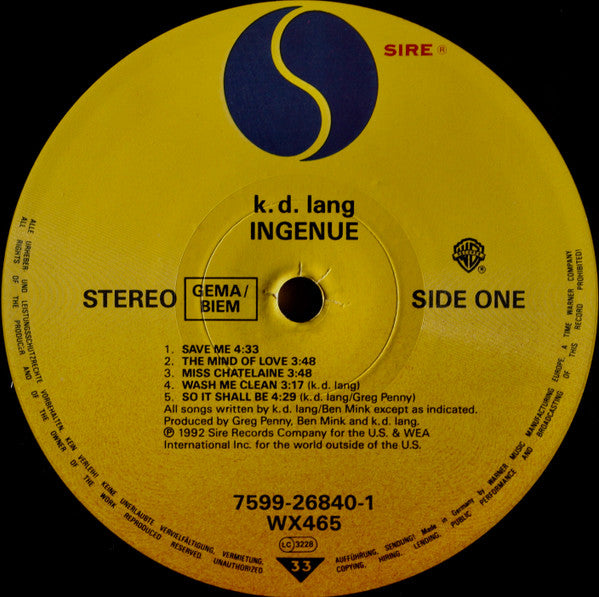 k.d. lang : Ingénue (LP, Album)
