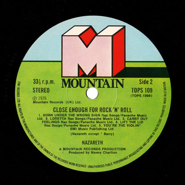 Nazareth (2) : Close Enough For Rock 'N' Roll (LP, Album, Gat)