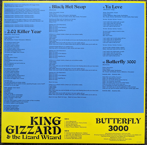 King Gizzard And The Lizard Wizard : Butterfly 3000 (LP, Album, Yel)