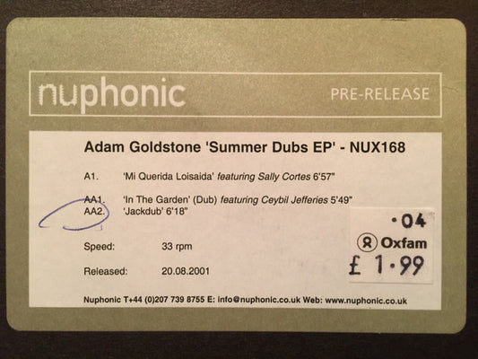 Adam Goldstone : Summer Dubs EP (12", EP, W/Lbl)