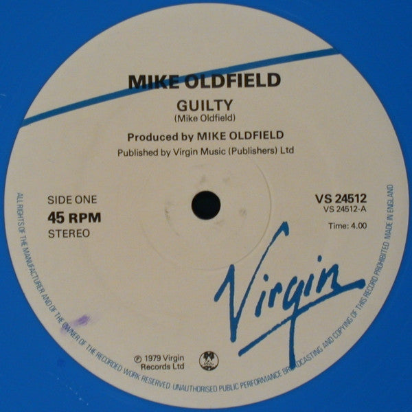 Mike Oldfield : Guilty (12", Single, Blu)