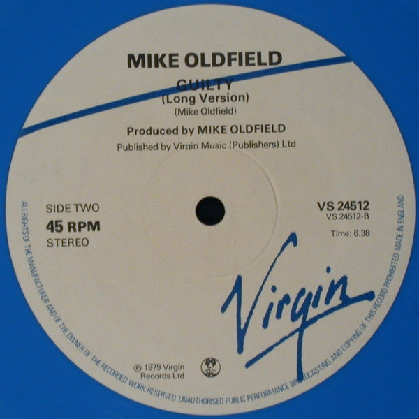 Mike Oldfield : Guilty (12", Single, Blu)