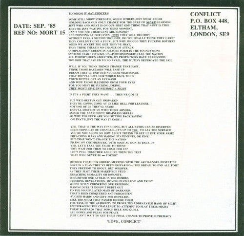 Conflict (2) : The Battle Continues (7", Single, Whi)