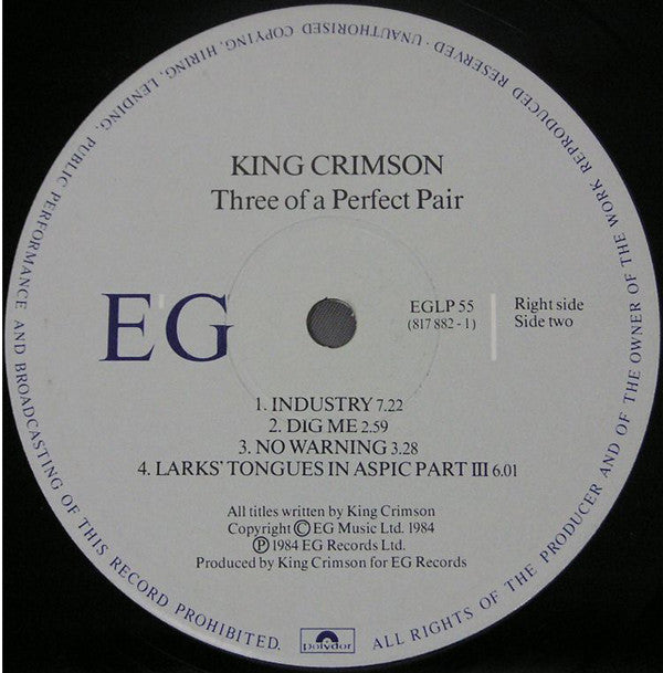 King Crimson : Three Of A Perfect Pair (LP, Album)