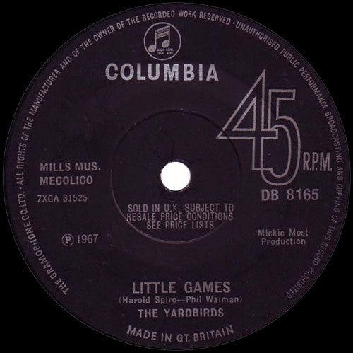 The Yardbirds : Little Games (7", Single, Sol)