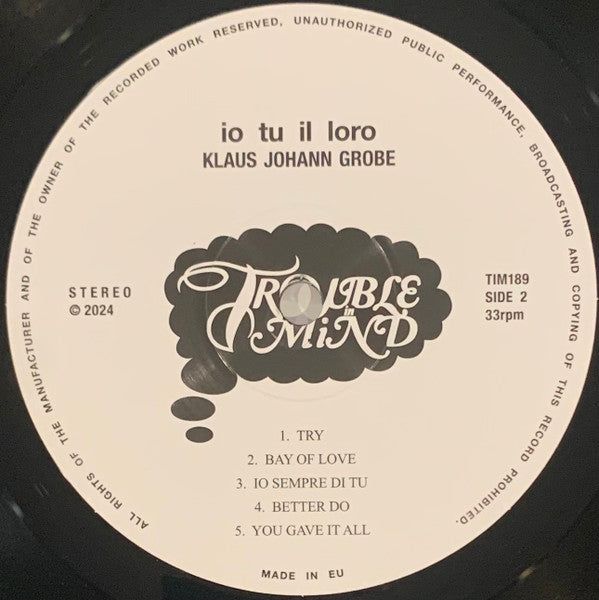 Klaus Johann Grobe : Io Tu Il Loro (LP, Album)