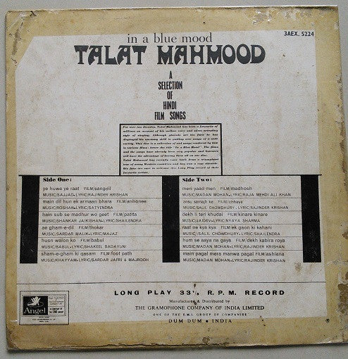 Talat Mahmood : In A Blue Mood (LP, Comp)