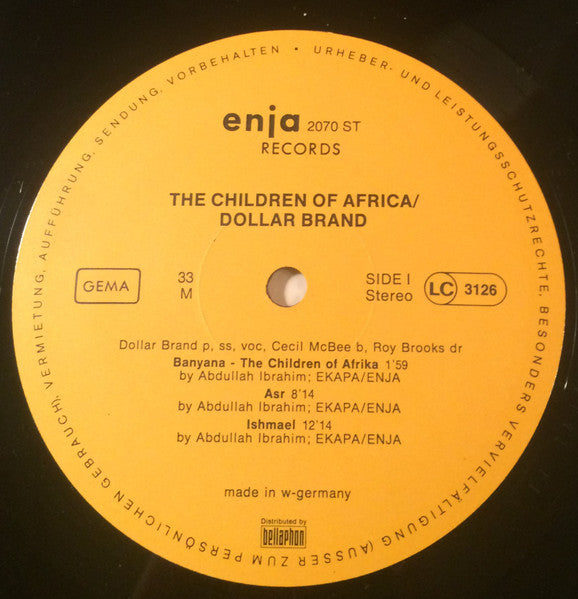 Dollar Brand : The Children Of Africa (LP, Album, RE, RP)