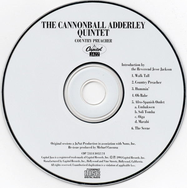 The Cannonball Adderley Quintet : Country Preacher (CD, Album, RE)