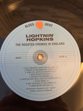 Lightnin' Hopkins : The Rooster Crowed in England (LP, Album, RE)