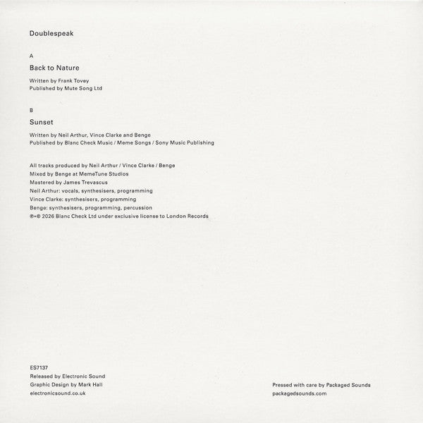 Doublespeak (3) : Back To Nature (7", Single, Ltd, Tra)