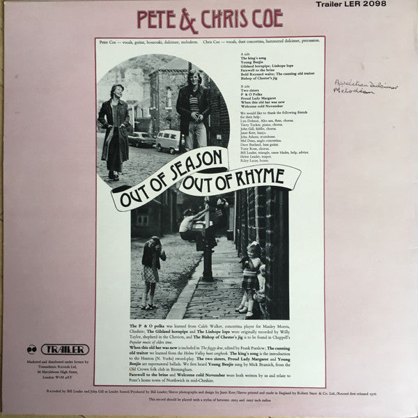 Pete & Chris Coe : Out Of Season Out Of Rhyme (LP)