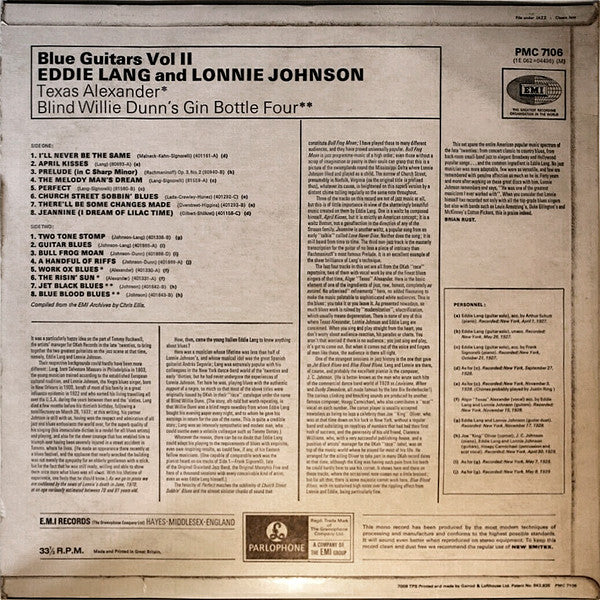 Eddie Lang & Lonnie Johnson (2) : Blue Guitars Vol. II (LP, Comp)