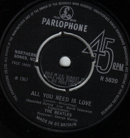 The Beatles : All You Need Is Love (7", Single, Pus)
