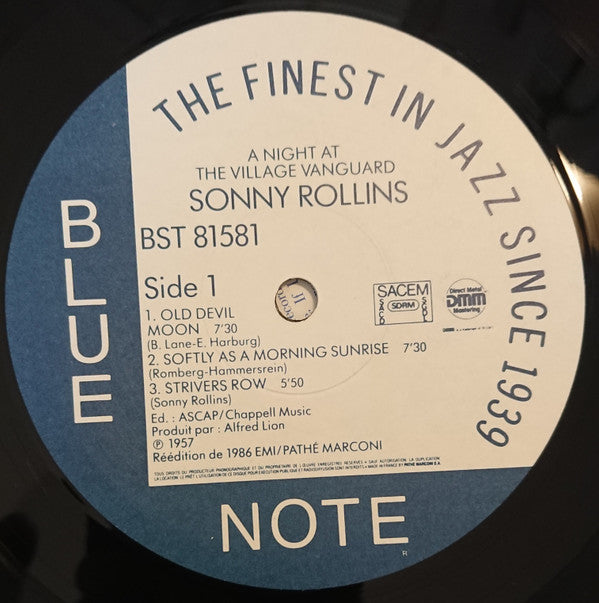 Sonny Rollins : A Night At The Village Vanguard (LP, Album, RE, DMM)