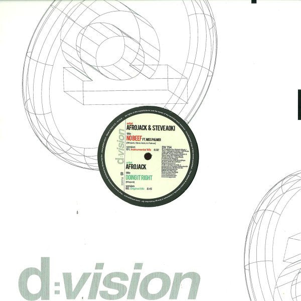 Afrojack & Steve Aoki Ft. Miss Palmer : No Beef (12")