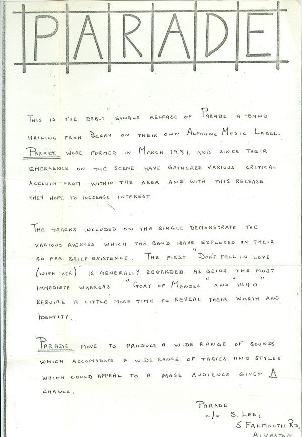 Parade (12) : Don't Fall In Love (With Her) (7")