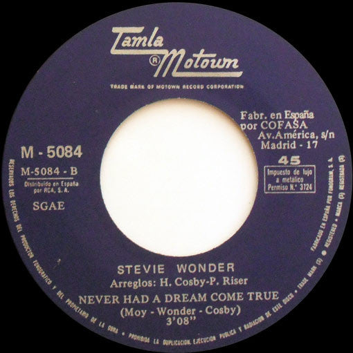 Stevie Wonder : Signed, Sealed, Delivered I'm Yours / Never Had A Dream Come True (7", Single, Promo)