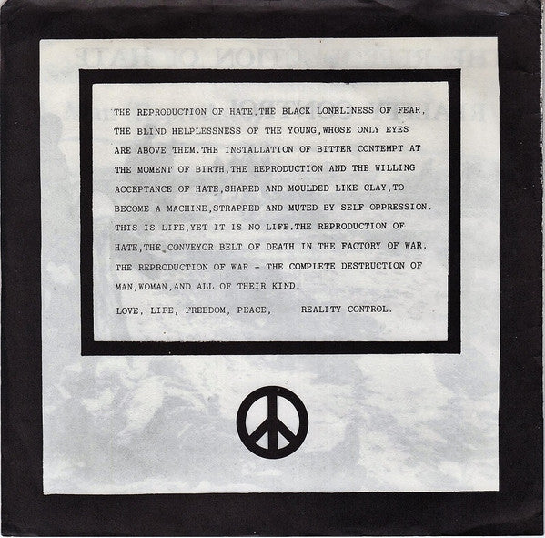 Reality Control : The Reproduction Of Hate (7")