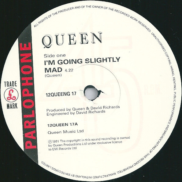 Queen : I'm Going Slightly Mad (12", Single)