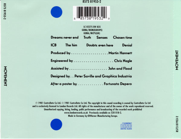 New Order : Movement (CD, Album, RE, RP)