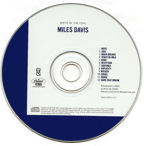 Miles Davis : Birth Of The Cool (CD, Album, Comp, RE, RM, Opt)