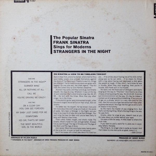 Frank Sinatra : Strangers In The Night (LP, Album)
