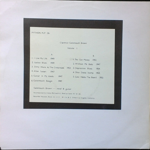 Clarence Gatemouth Brown* : Volume One (LP, Comp)