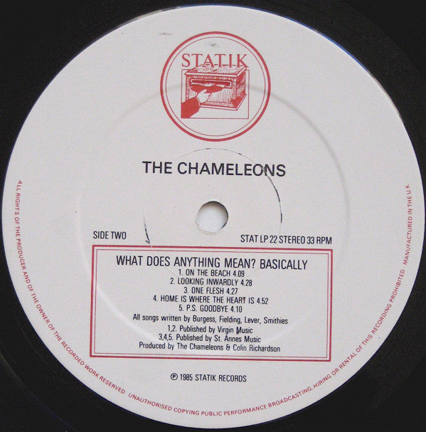 The Chameleons : What Does Anything Mean? Basically (LP, Album, Ltd, Gat)