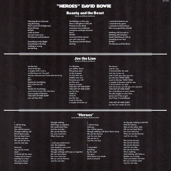 David Bowie : "Heroes" (LP, Album, RE, RM, 180)