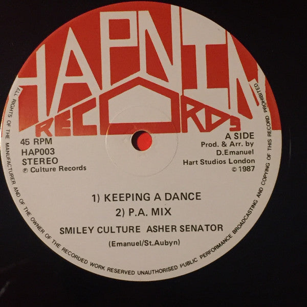 Smiley Culture, Asher Senator : Keeping A Dance (12")