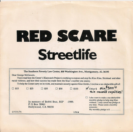 Red Scare : Streetlife (7", Blu)