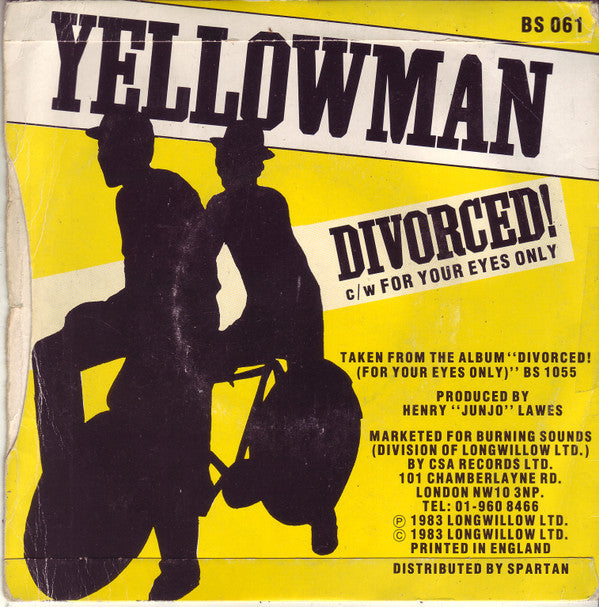 Yellowman Feat. Fathead* : Divorced! (7", Ltd, Yel)