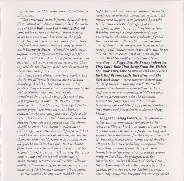 Frank Sinatra : Songs For Young Lovers (CD, Album, Mono, RE, RM)