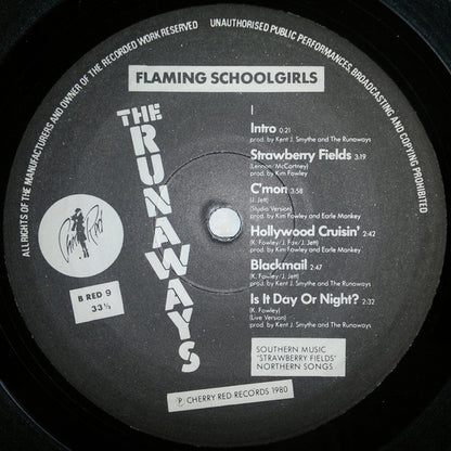 The Runaways With Cherie Currie : Flaming Schoolgirls (LP, Comp, Fre)