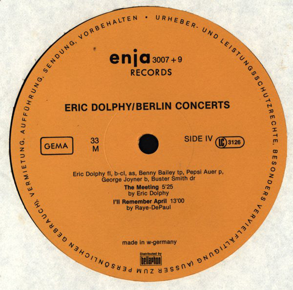 Eric Dolphy : Berlin Concerts (2xLP, Album)