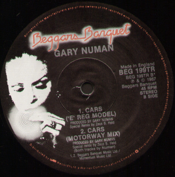 Gary Numan : Cars (E-Reg Model) (12", Single)