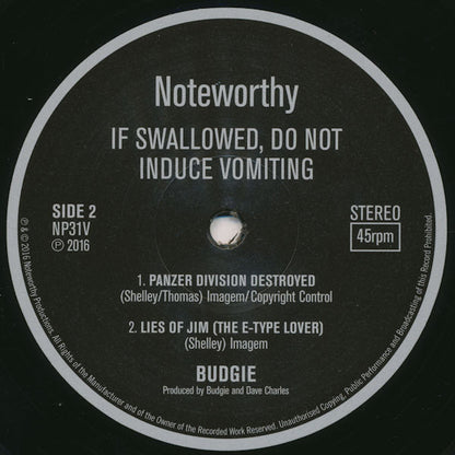Budgie : If Swallowed, Do Not Induce Vomiting (12", EP, RE)