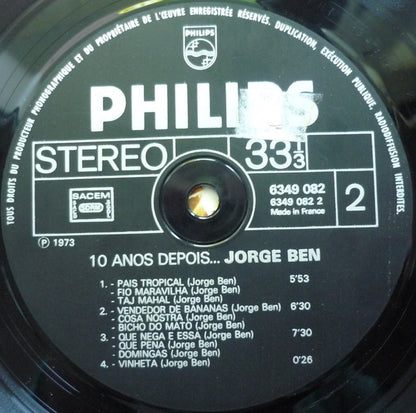 Jorge Ben : 10 Anos Depois (LP, Album, RE)