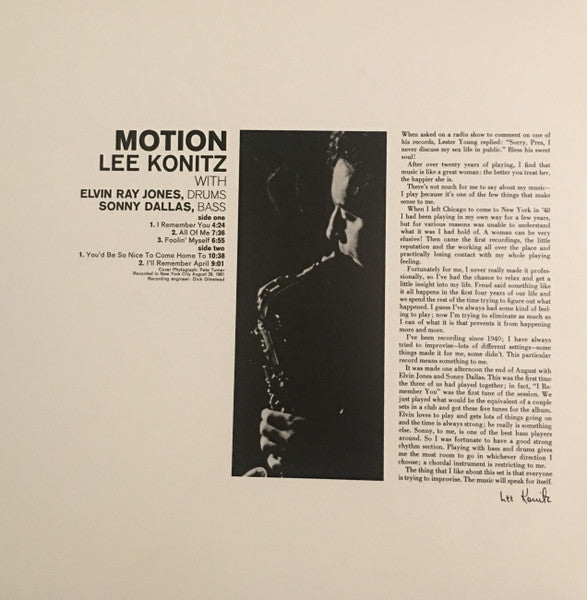 Lee Konitz : Motion (LP, Album, RE, Gat)