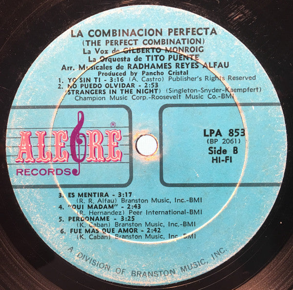 Gilberto Monroig : La Combinacion Perfecta Con la Orquesta de Tito Puente (LP, Album, Mono)